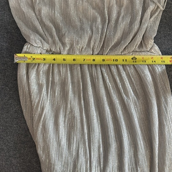 Zara Basic Shimmering Silver Spaghetti Strap Flowy Midi Dress - Picture 11 of 12